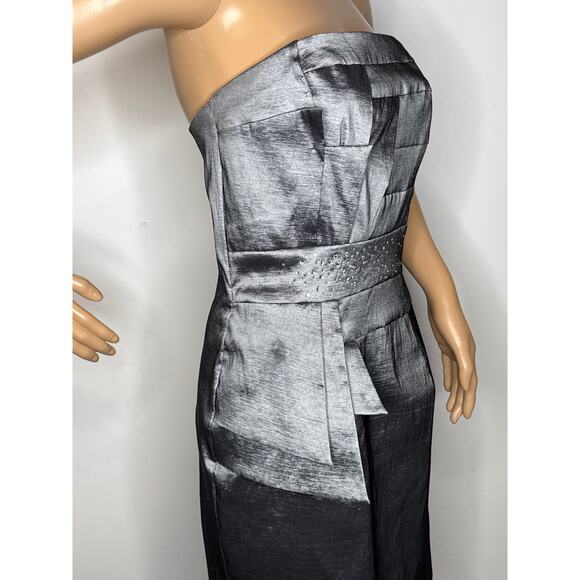 2000s Jessica McClintock Charcoal Strapless Cocktail Dress medium - Picture 8 of 12